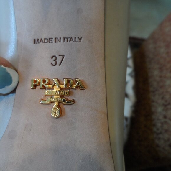 Prada Nude Lamb Leather Peep Toe Ankle Boots Size 37B - Picture 16 of 16